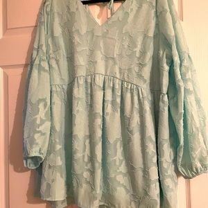 Aqua Blue Lane Bryant Lacey Tunic 18/20 EUC